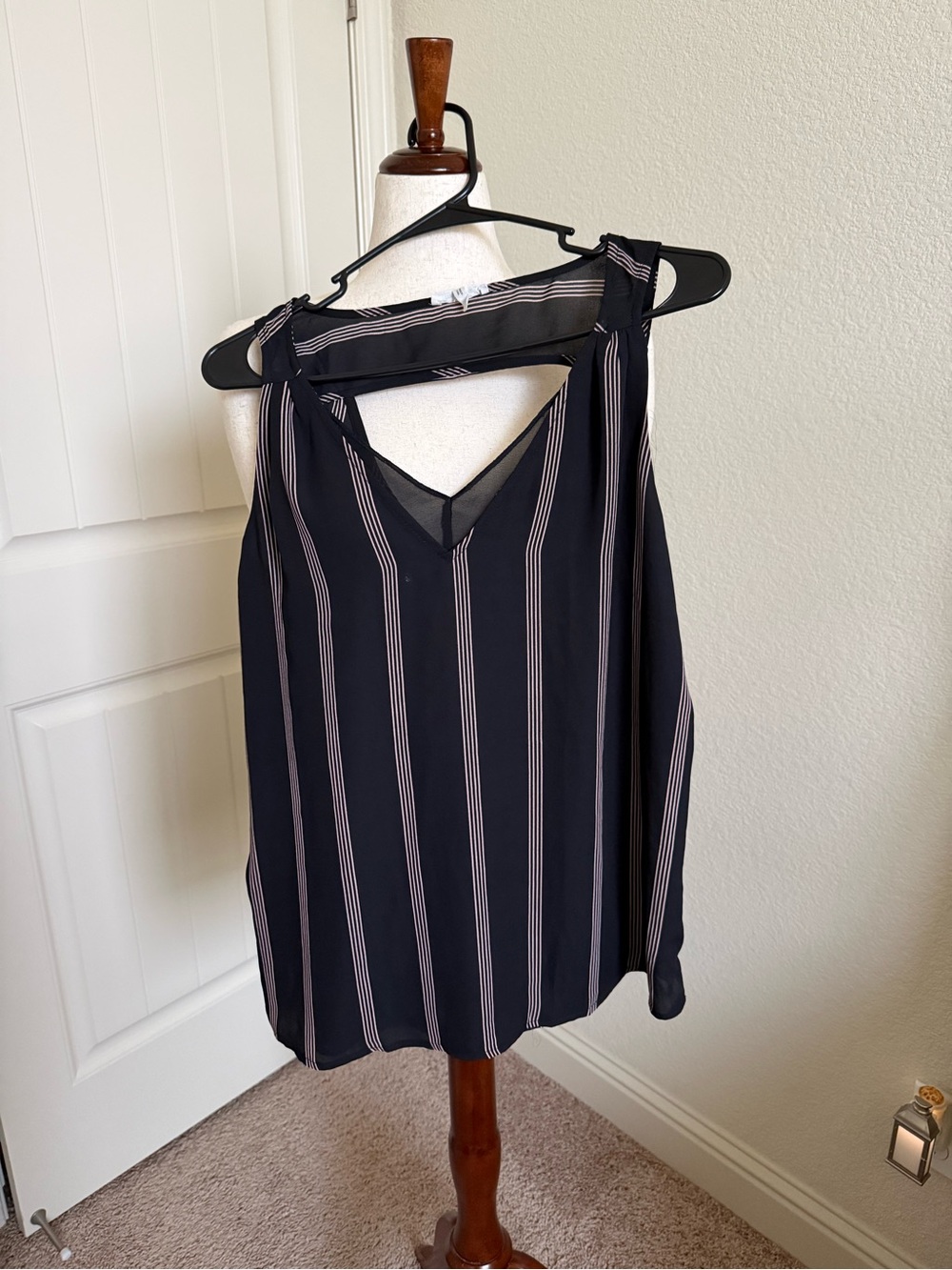 Maurices Black Tank with Pink Vertical Stripes - L